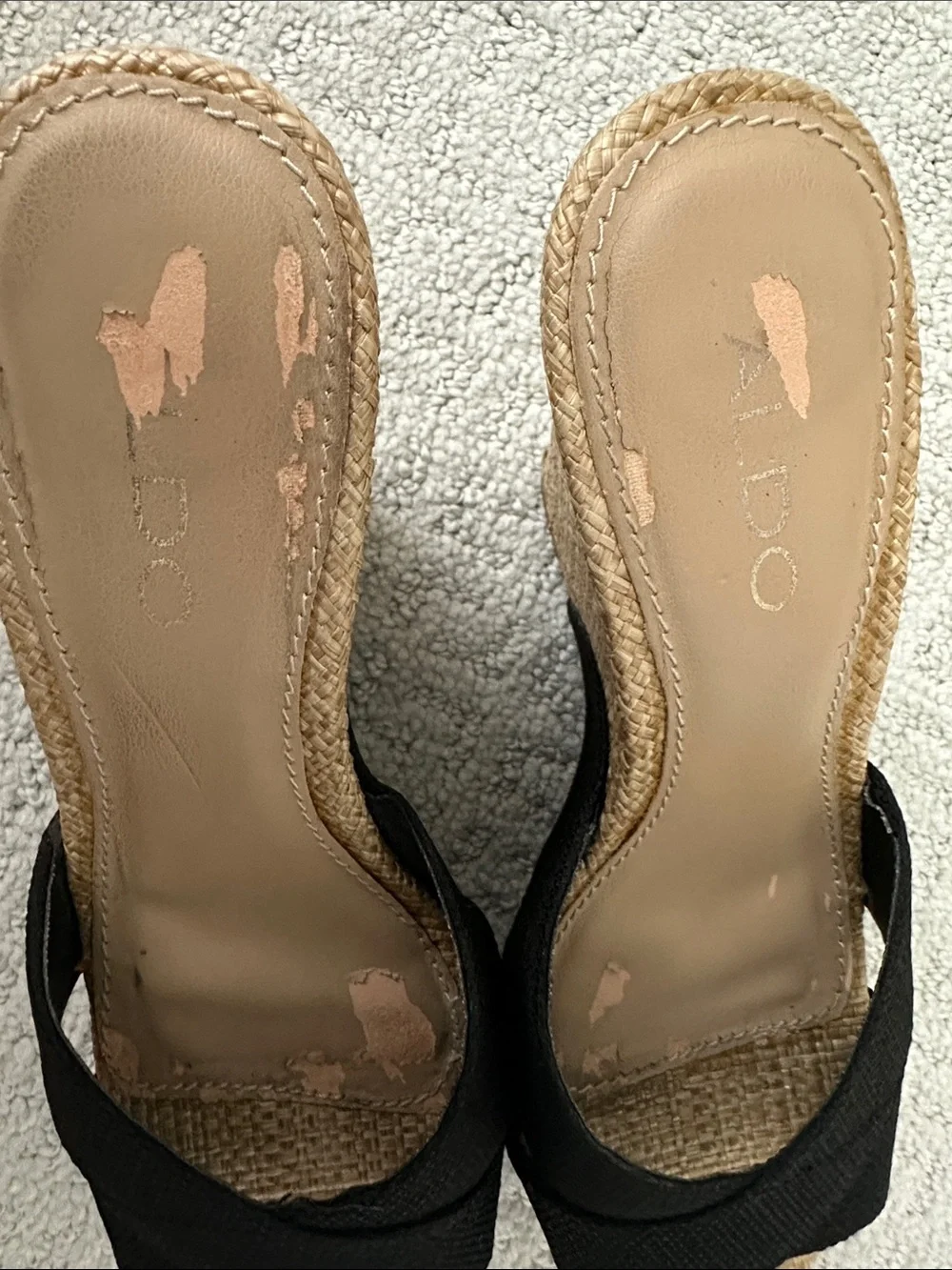 Aldo Black Crisscross Espadrille Wedge Mules